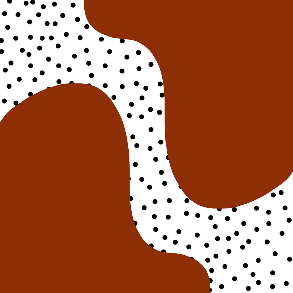 Brown Wavy Abstract with Polka Dots