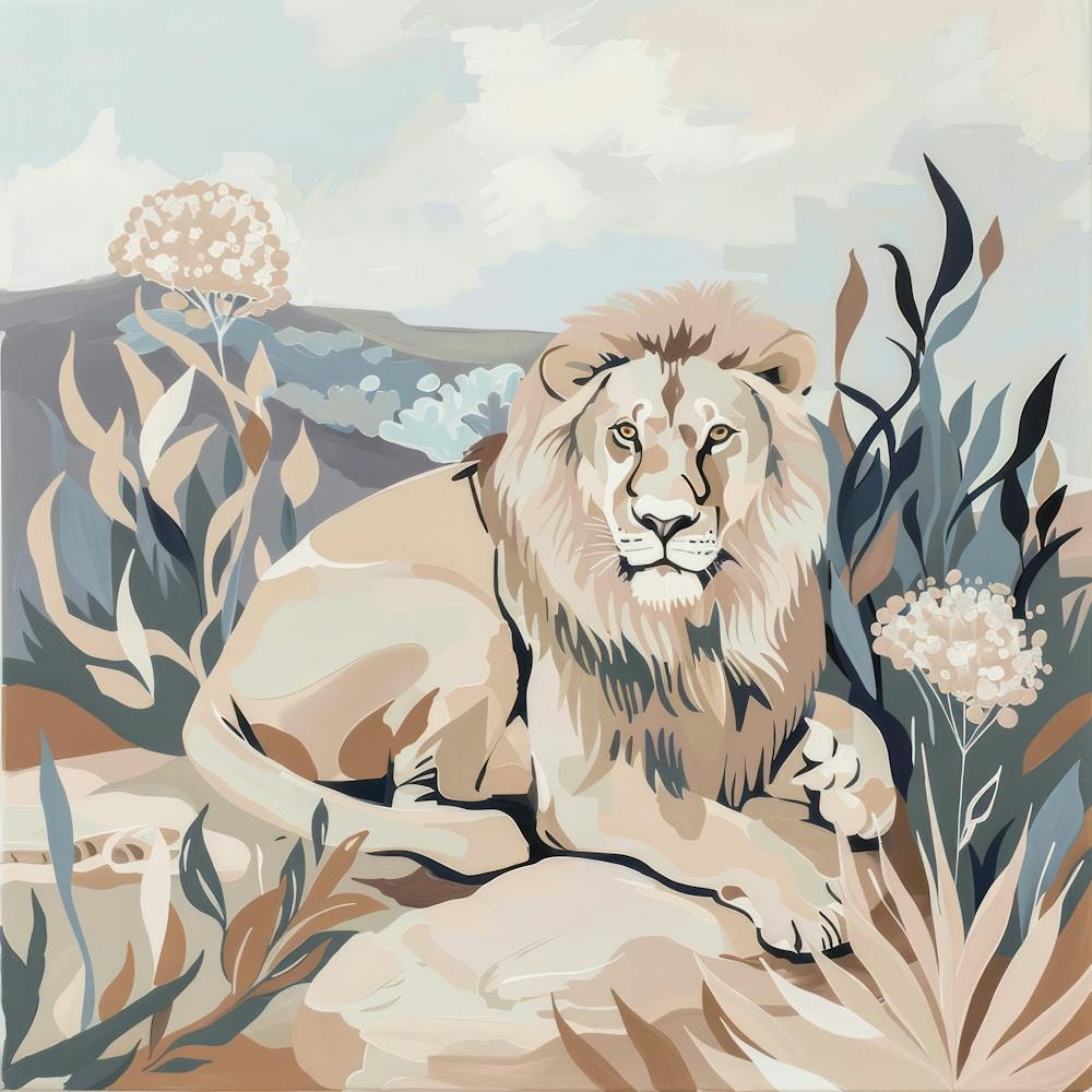 Big Lion Pastel Illustration 4