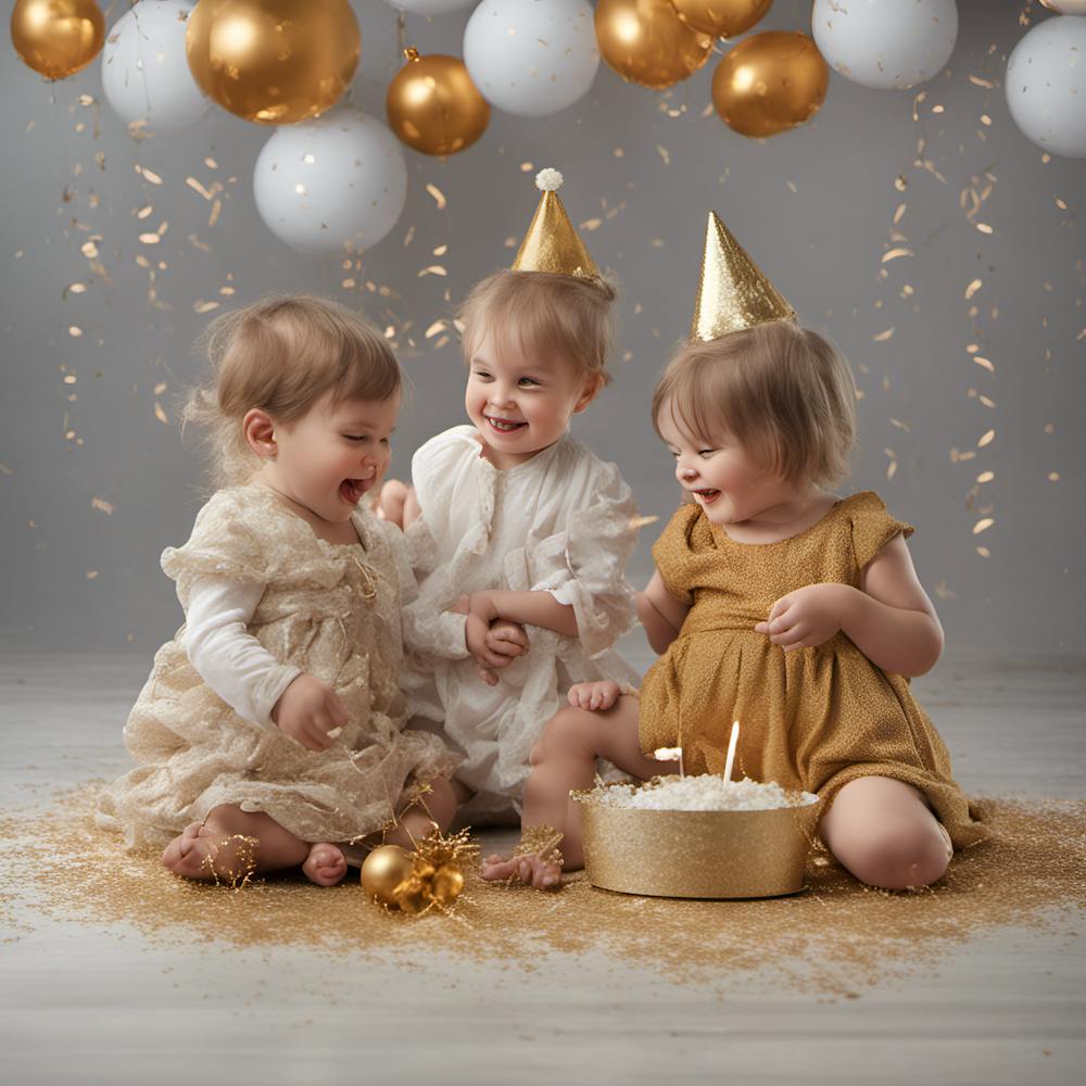 0 Kinder Feiern Neujahr Mit Dem Neuen Baby