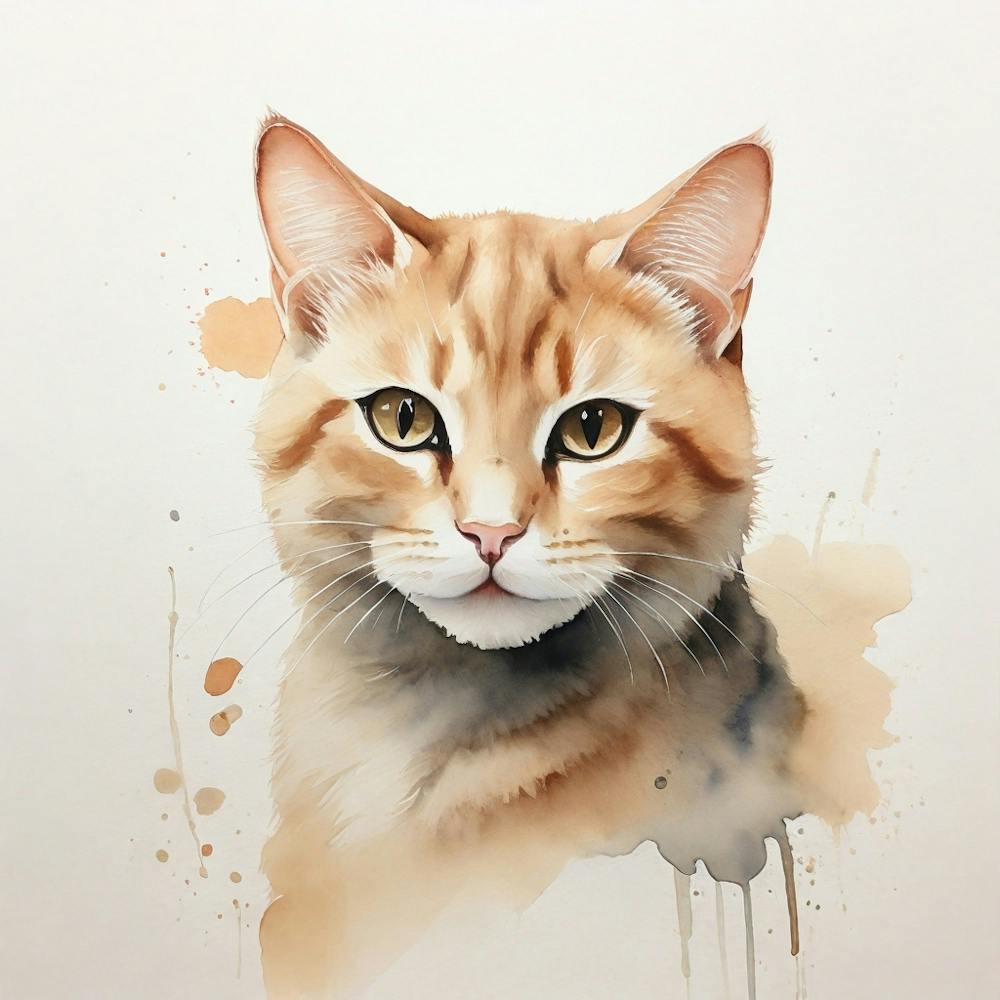 Orange Tabby Watercolor Painting