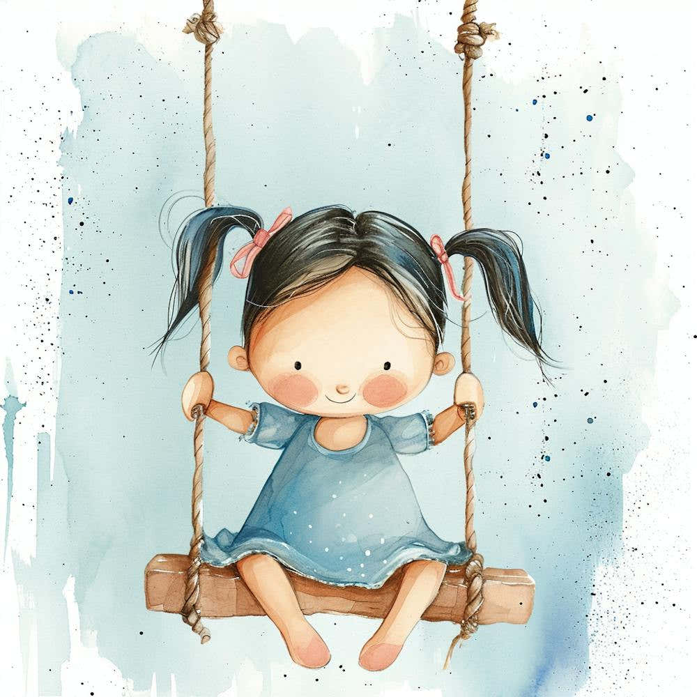 Little Girl On Swing