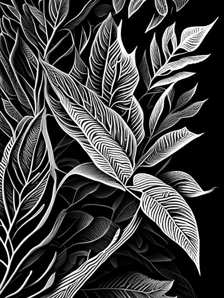 Tea Tree Leaf Linocut 2