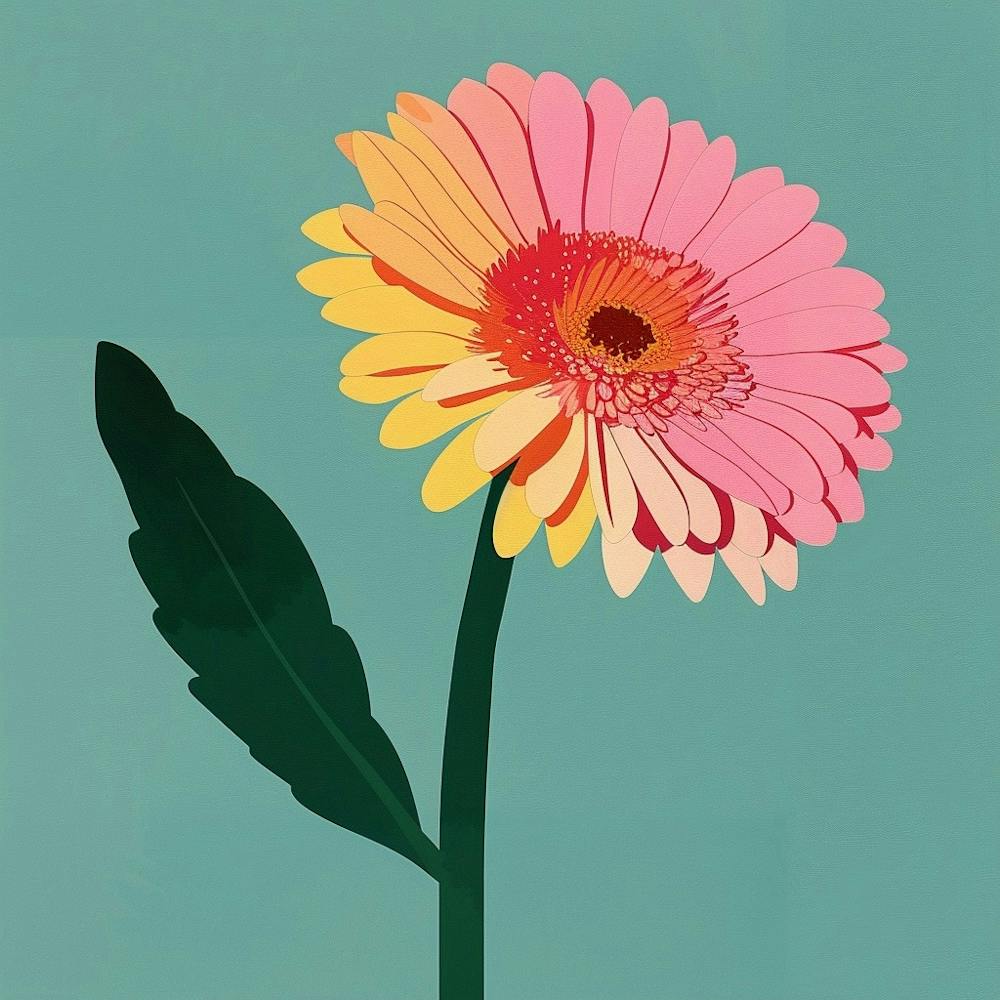 Gerbera Daisy Square Flower Illustration