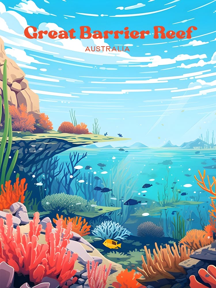 Great Barrier Reef Australia Coral Sea Travel Art