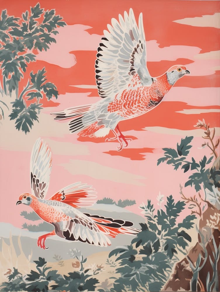 Vintage Japanese Inspired Bird Print Grouse 3