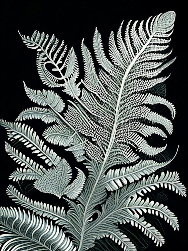 Silver Lace Fern 3 Vintage Botanical Poster