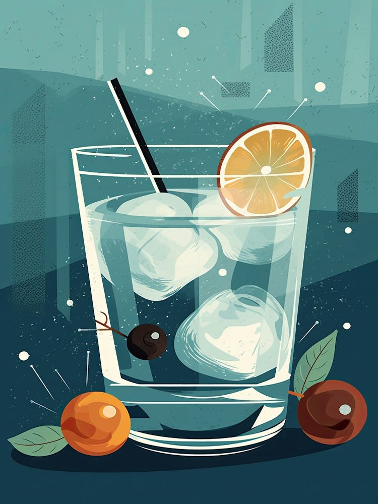 Gin And Tonic G&T Cocktail Mid Century Modern 2