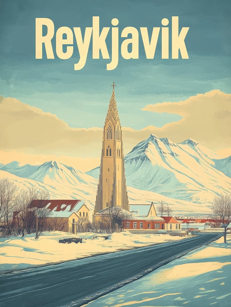 Aihrgdesign A Vintage Travel Poster Of Reykjavik 4