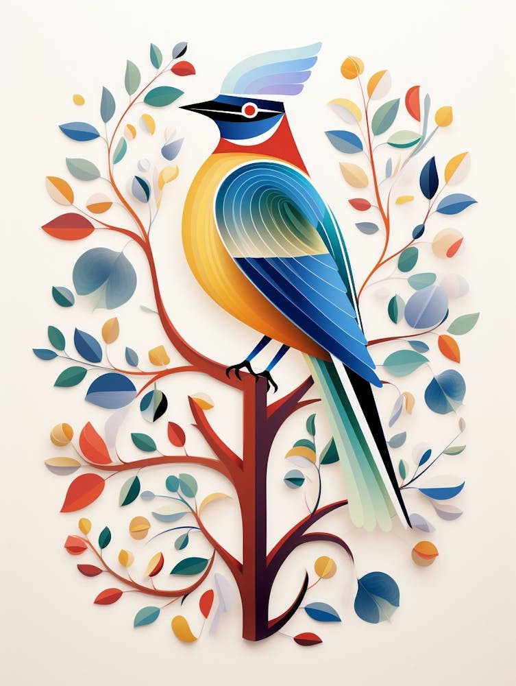 Scandinavian Bird Illustration Cedar Waxwing 3