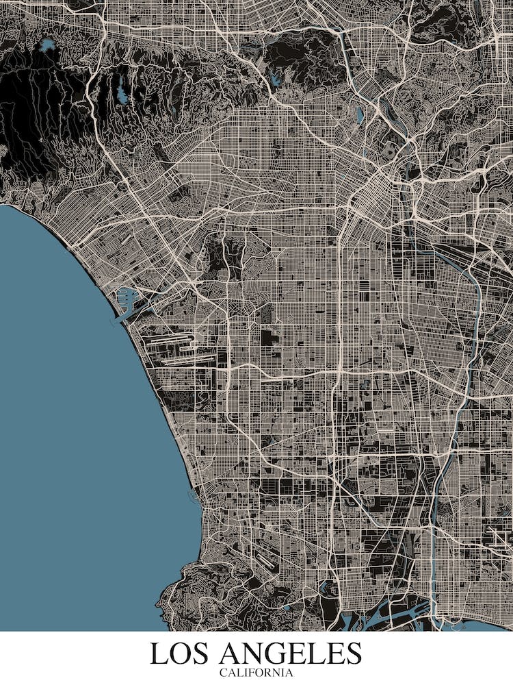 Los Angeles California Black Blue