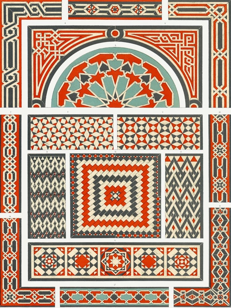 La Decoration Arabe, Plate No,82, Emile Prisses D’Avennes, Digitally Enhanced Lithograph From Own Original 1885