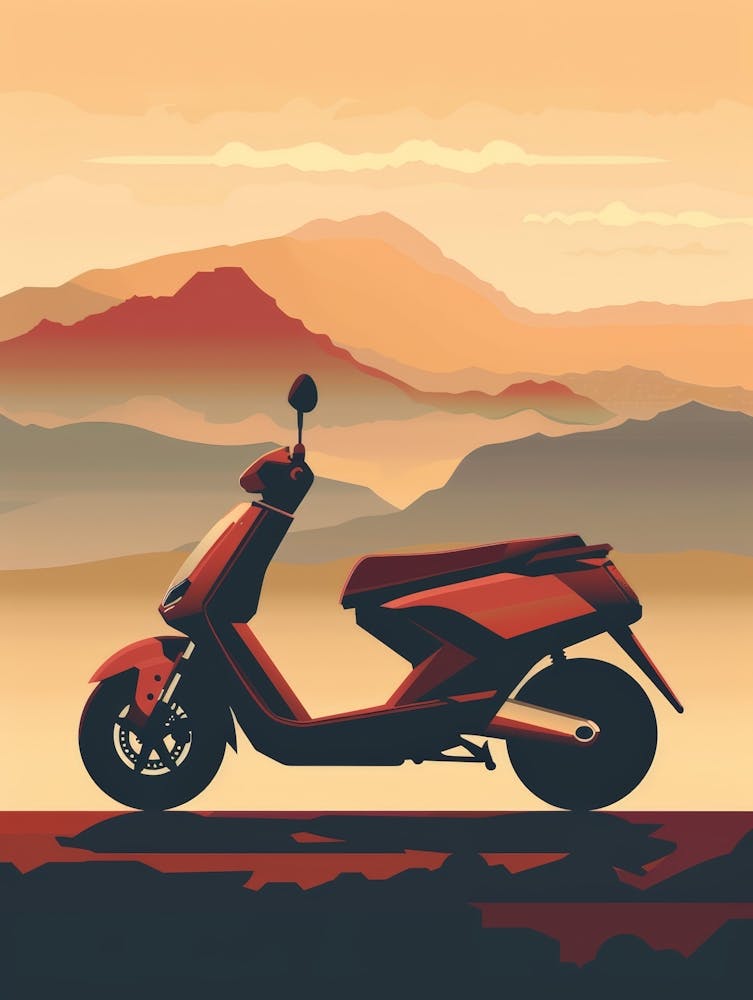 Motorcycle At Sunset