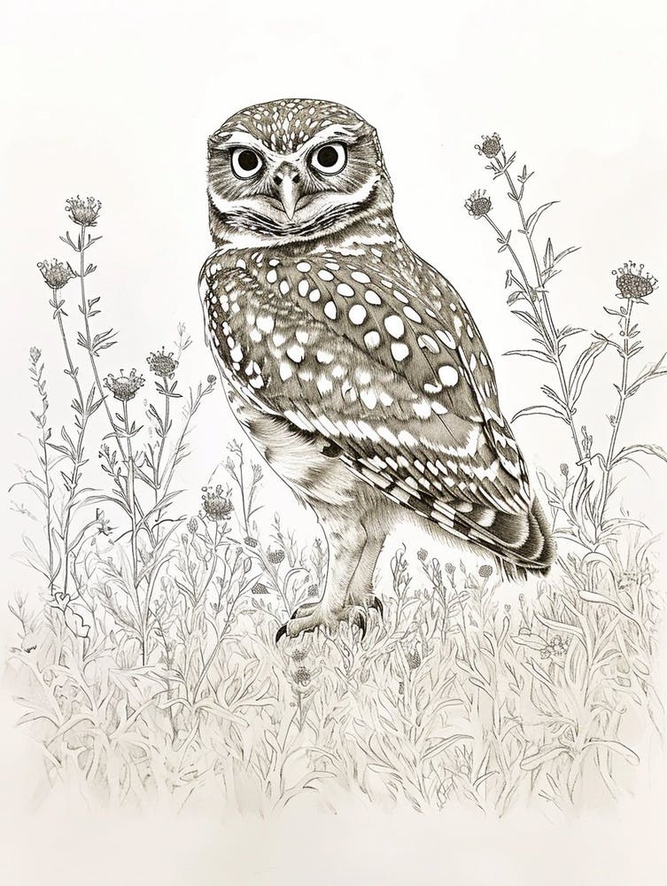 Burrowing Owl Marker Drawing 2
