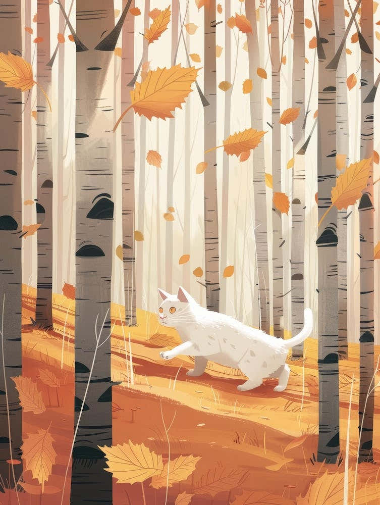 Autumn Cat In The Woods