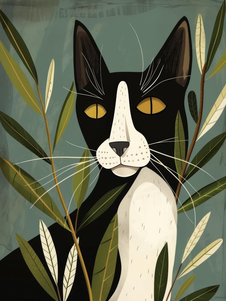 Cat In Leaves