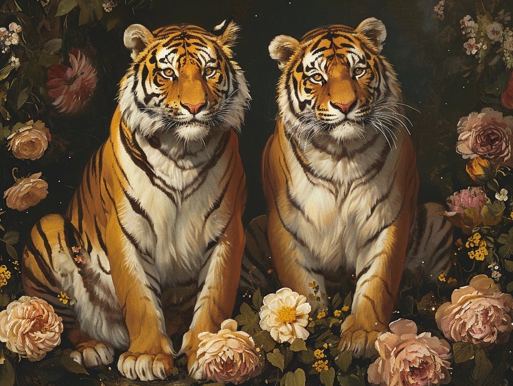 Florale Tierillustration Tiger 1