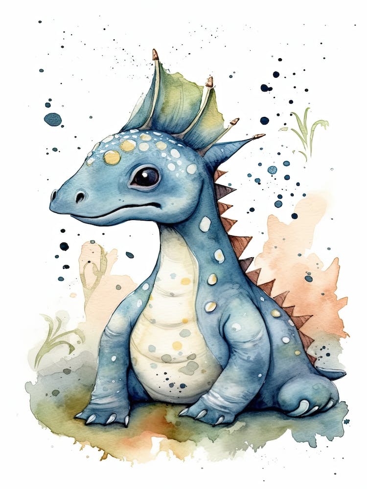 Maiasaura Cute Dinosaur Watercolour 3