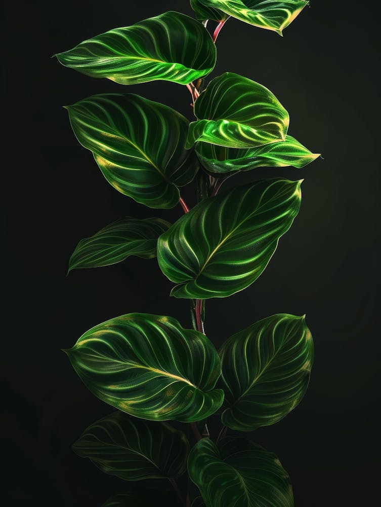 Fern Leaves On A Black Background