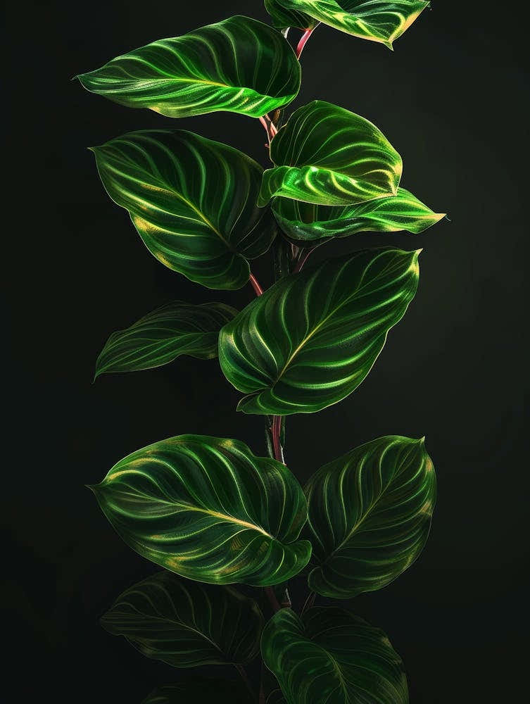 Fern Leaves On A Black Background