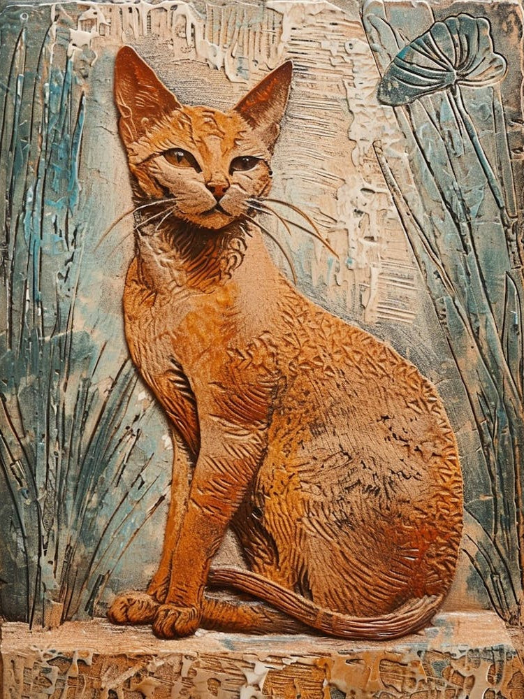 Abyssinian Cat Relief Illustration 2