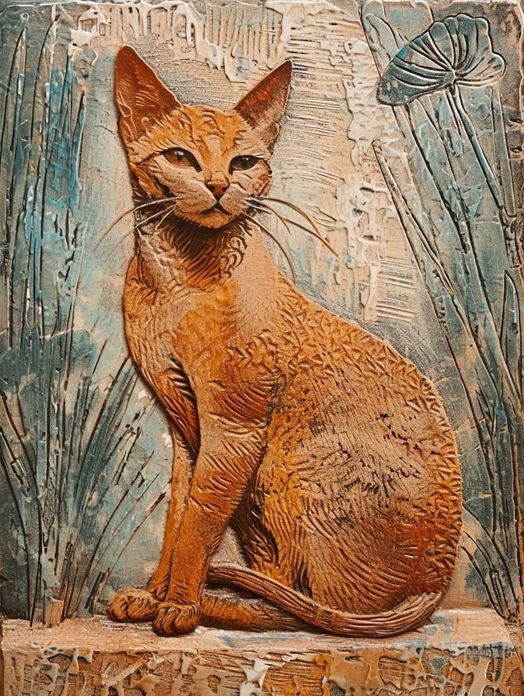 Abyssinian Cat Relief Illustration 2