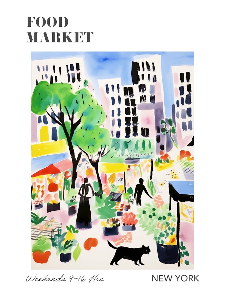 The Food Market In New York 1 Illustration Poster