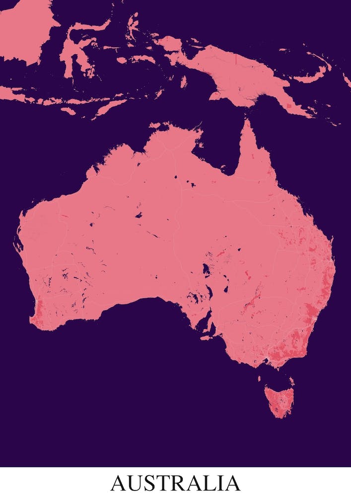 Australia Rosa Lila Karte