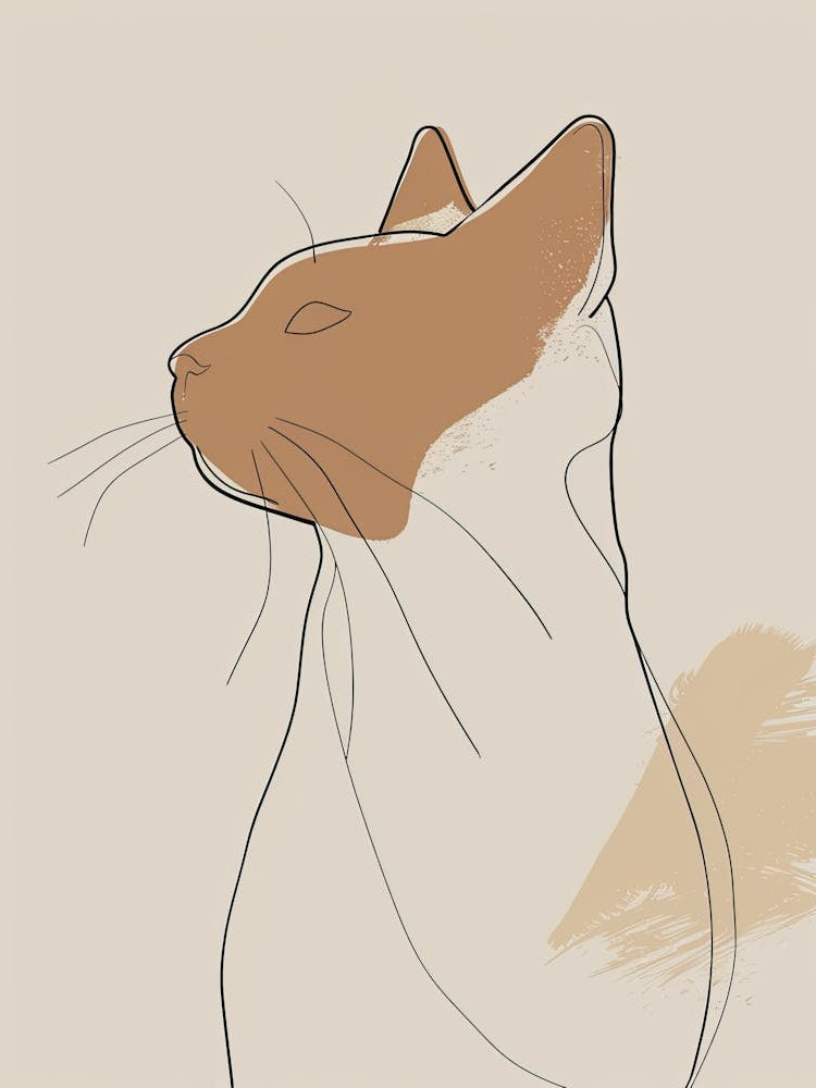 Siamese Cat - Boho, Line Art