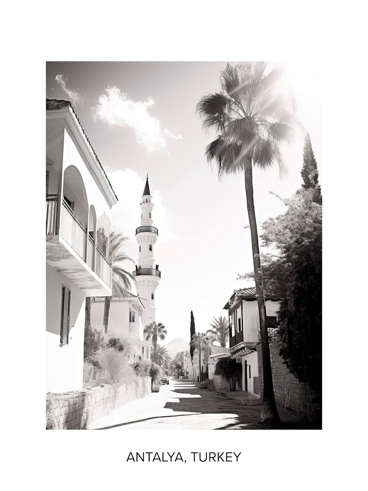 Poster Of Antalya, Turkey, Photography In Black And White 4