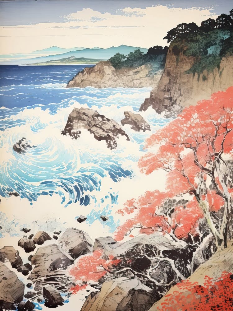 San In Coast In Tottori, Ukiyo E Drawing 4