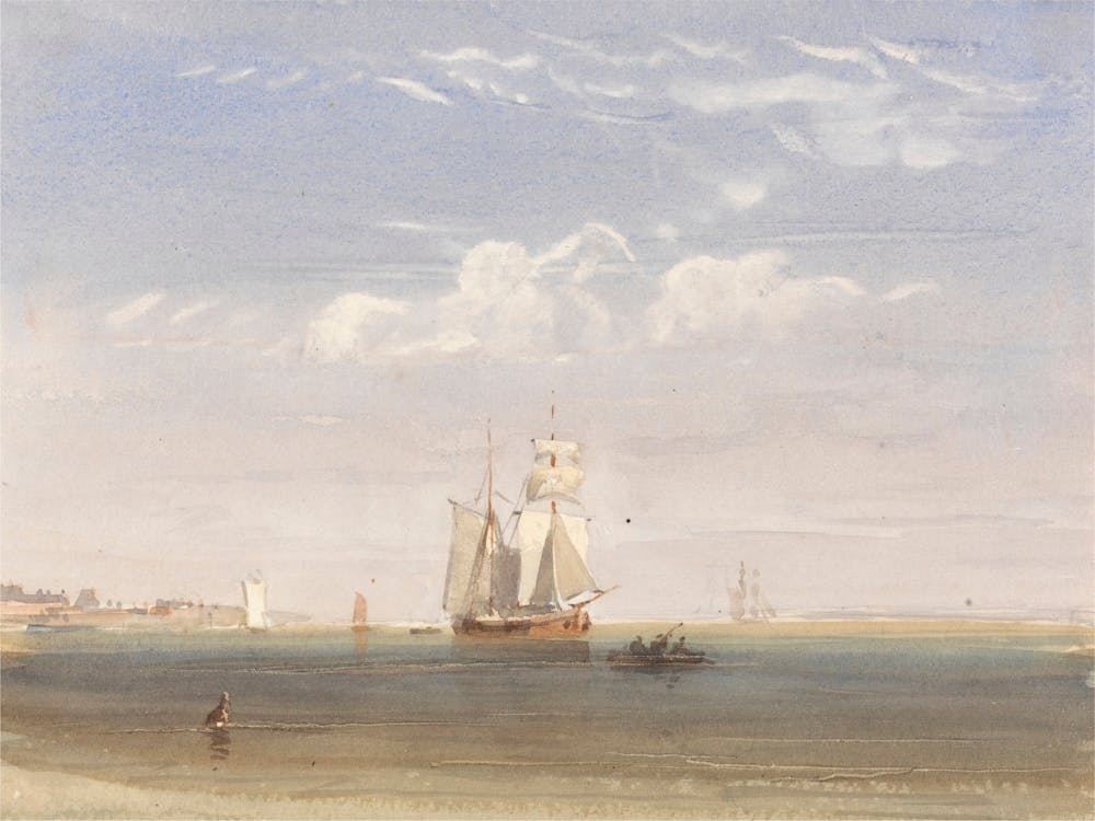 A Merchantman Becalmed Offshore, David Cox
