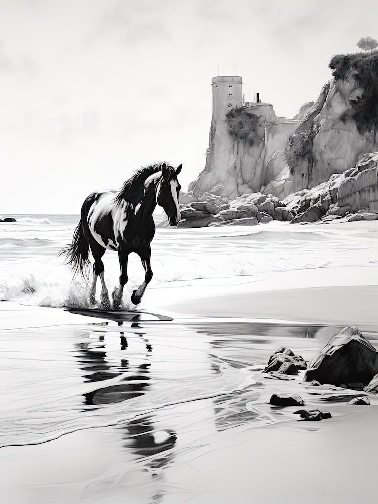 A Horse Oil Painting In Praia Da Marinha, Portugal, Portrait 4