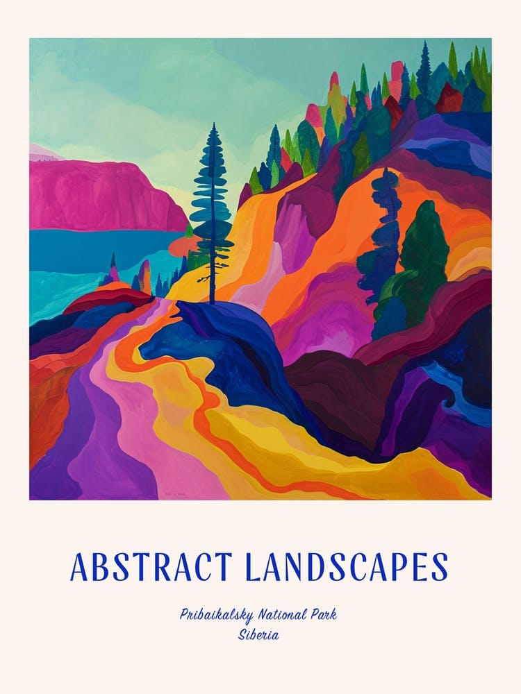 Bunt Abstrakt Pribaikalsky National Park Siberia 3 Poster Blau
