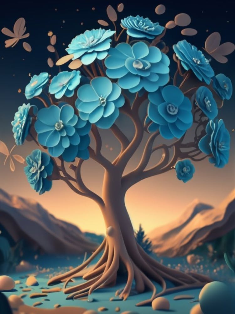 Tree Of Blue Flowers