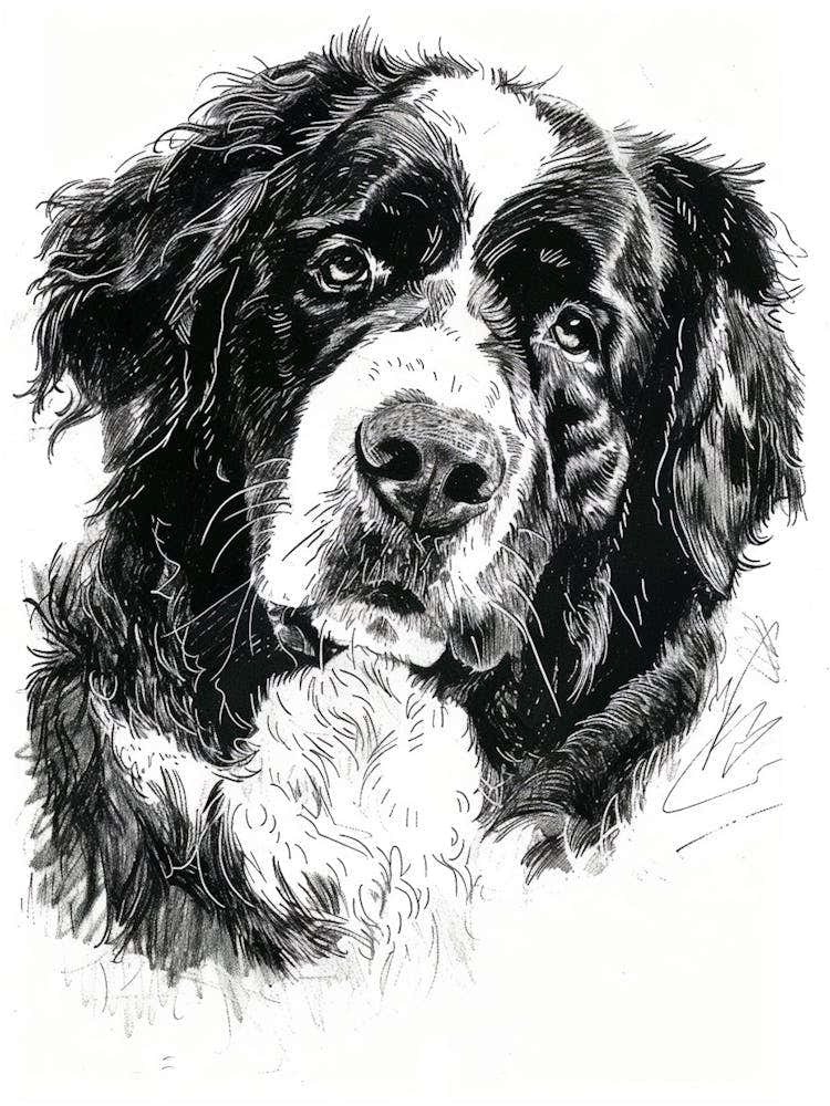 Bernese Mountain Dog Line Sketch 3