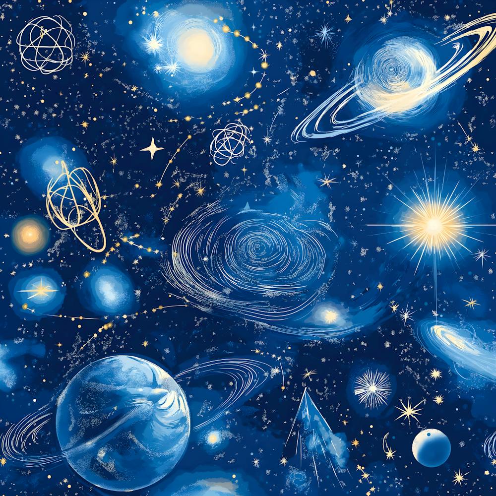 Galaxy Digital – Cosmic Stars and Planets Illustration for Space Lovers