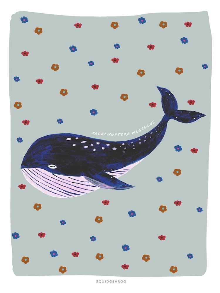 Retro Whale In Green