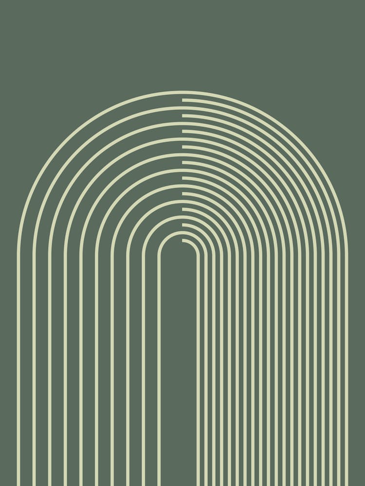 Abstrakte Geometrische Linien 12 In Salbeigrün (Regenbogen-Abstraktion) 01