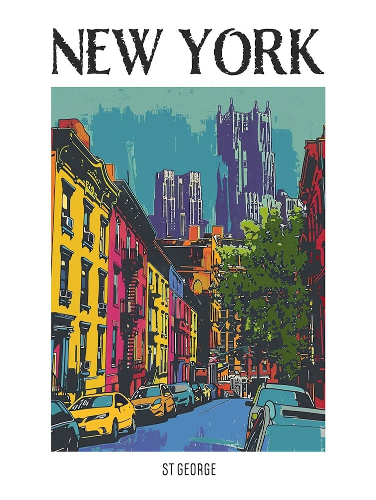 St George New York Colourful Silkscreen Illustration 3 Poster