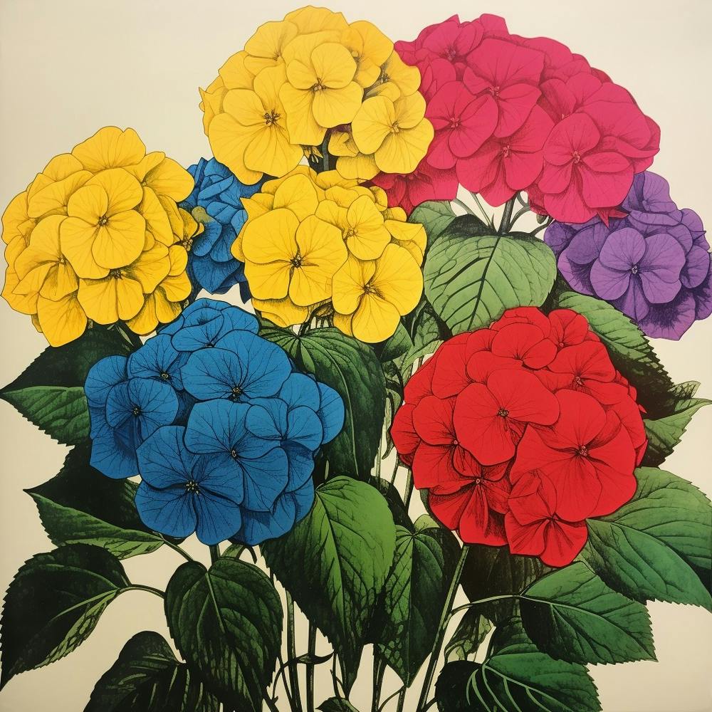 Hydrangea 3 Pop Art Illustration Square