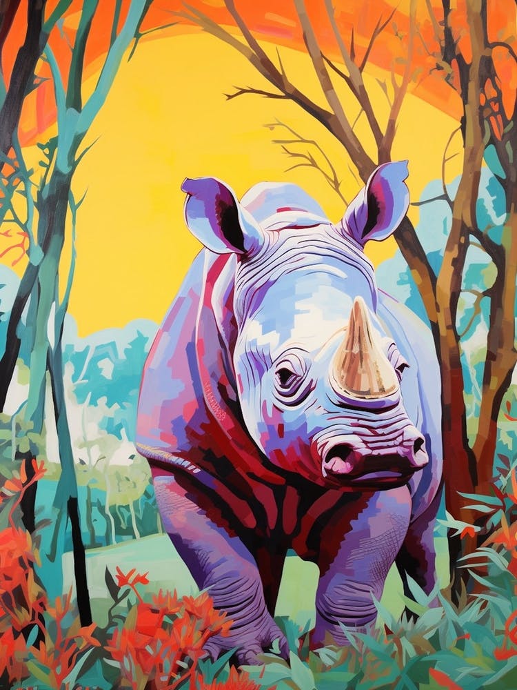 Rhino In The Wild Colour Burst 2