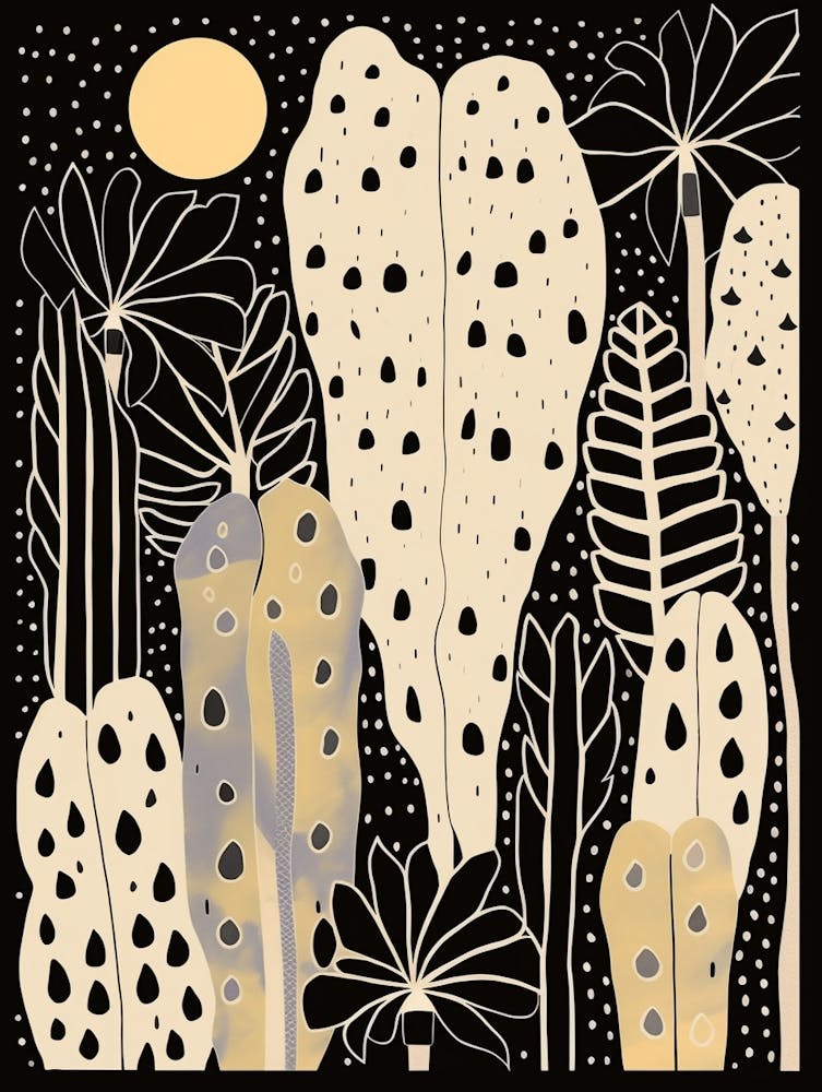B&W Plant Illustration Monstera Thai Constellation 1