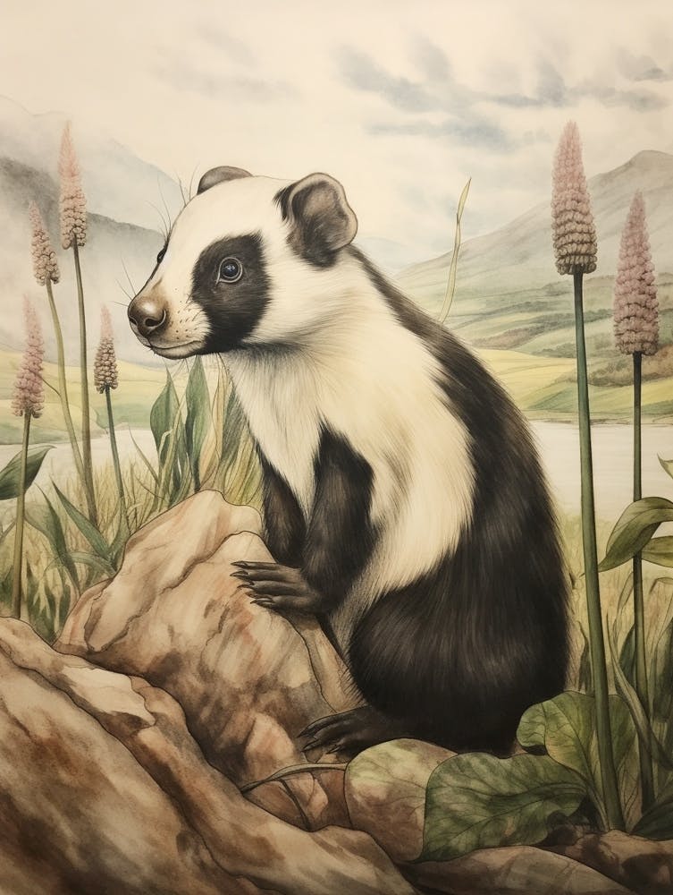 Storybook Animal Watercolour Skunk 1