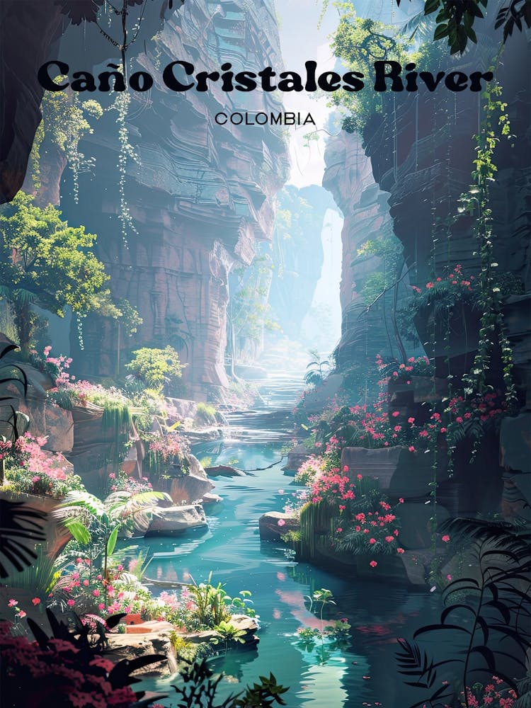 Cano Cristales River Of Five Colors Travel Illustration