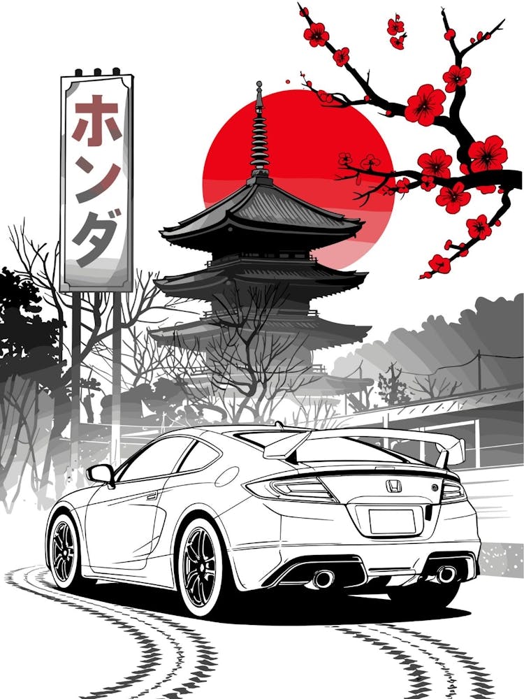 Japanese Car Black And White 1