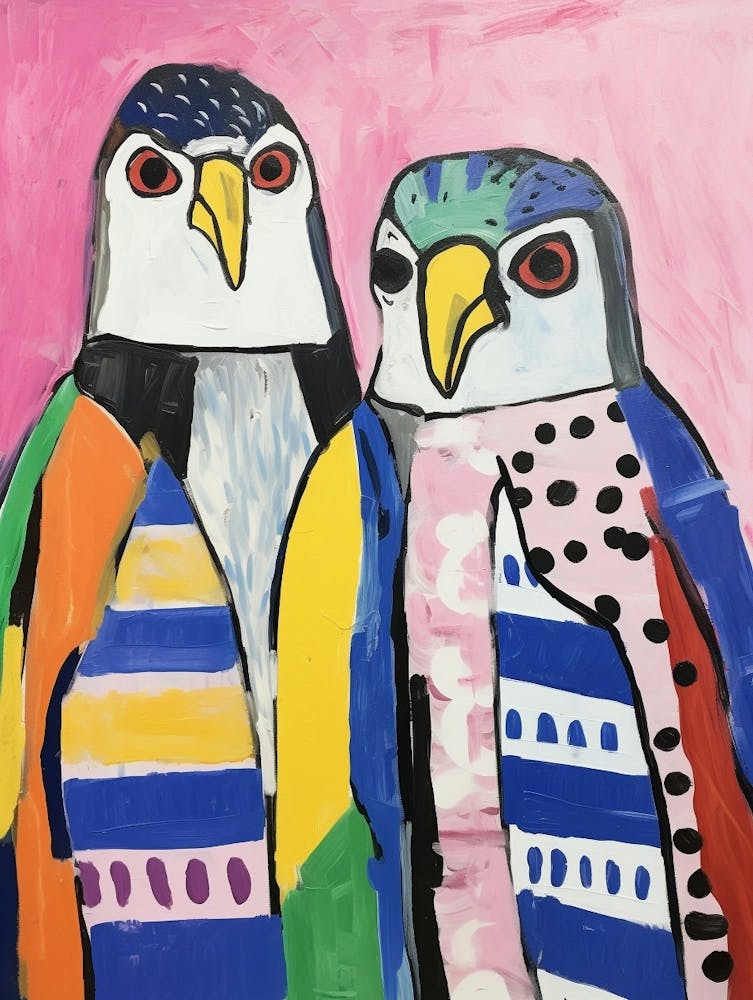 Farbenfrohe Kinder Tierkunst Falke 2