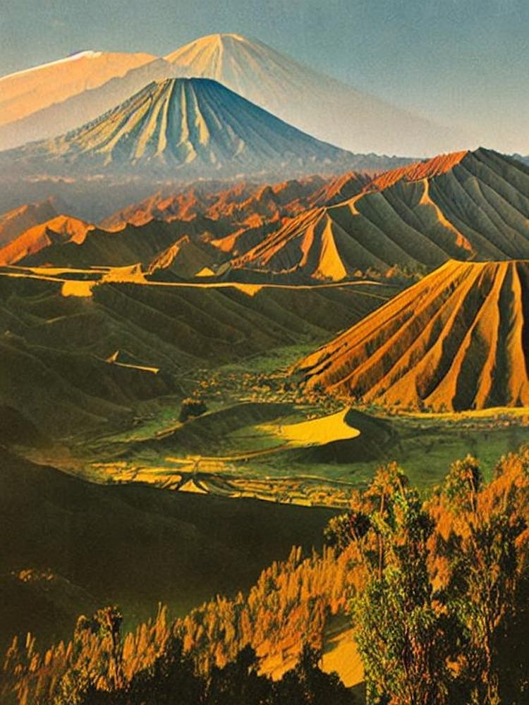 Bromo Tengger Semeru National Park 2 Indonesia Vintage Poster