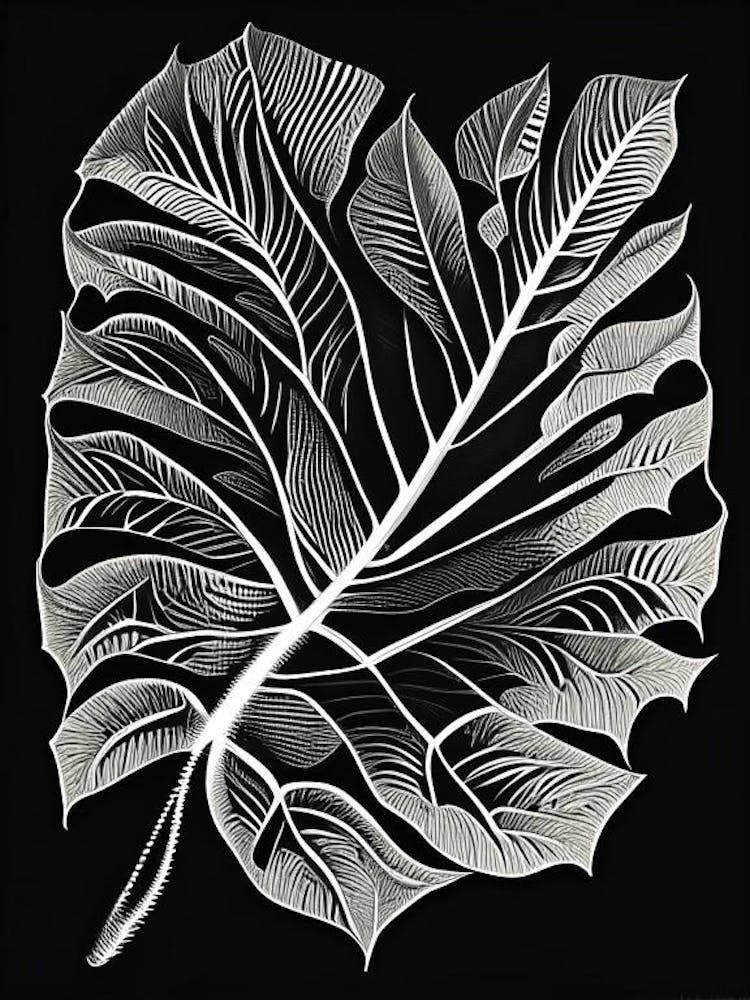 Kiwi-Blatt Linolschnitt