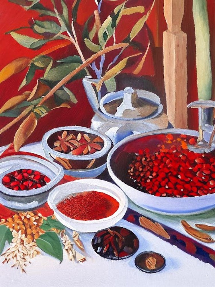 Amchur Spices And Herbs Oil Painting