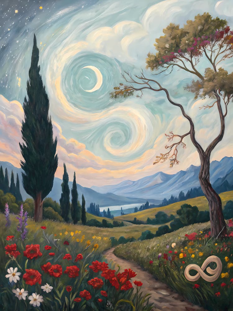 Van Gogh Floral Path Starry Night & Poppy Fields